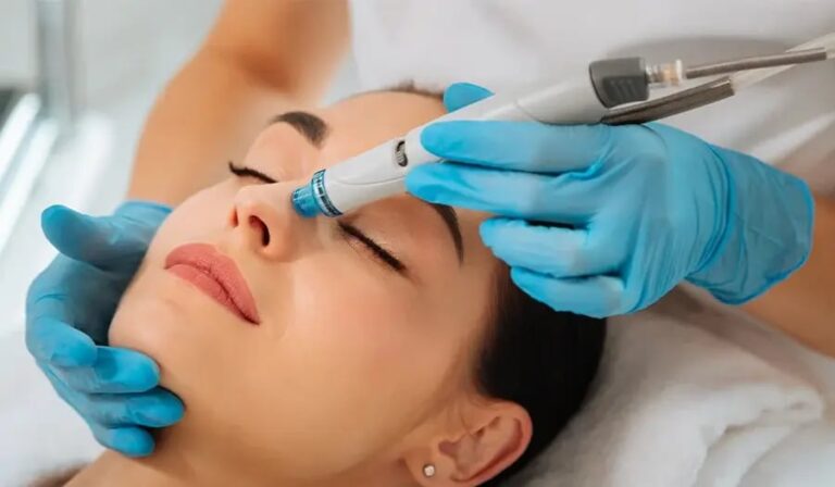 Facial_procedure__Delighted_nice_woman_lying_on_the_medical_bed_with_her_eyes_closed_while_having_hydrafacial